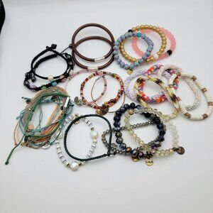 26 Bracelet Lot Some Signed Eremish Pura Vida Lokai Alesx And Ani Mixed Material